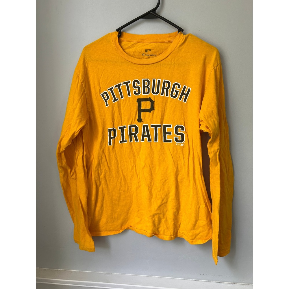 Fanatics Pittsburgh Pirates MLB Mens Yellow Long Sleeve Graphic T-Shirt Size M